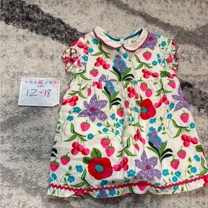 Boden Kids Dress with Floral Print - Red, Purple, Green